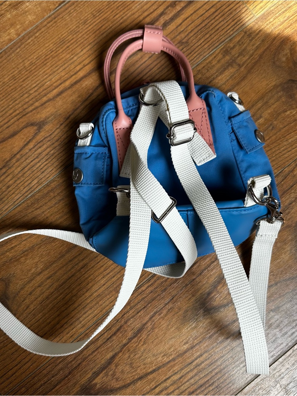 Fjallraven Kanken Mini Backpack in Blue with Pink Trim - Picture 2 of 6